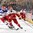 TORONTO, CANADA - JANUARY 2: Russia's Kirill Belyayev #14 battles Denmark's Frederik Hoeg #22 for the puck during quarterfinal round action at the 2017 IIHF World Junior Championship. (Photo by Matt Zambonin/HHOF-IIHF Images)

